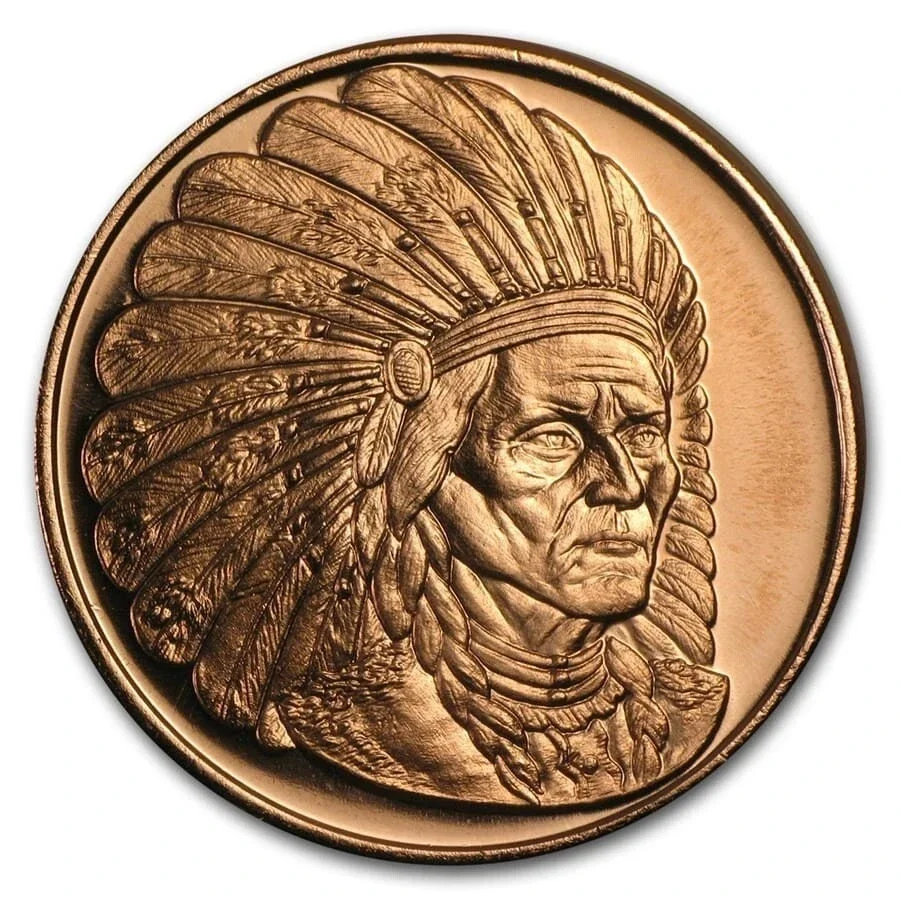 Sitting Bull - American Indian Series 1 oz .999 Copper Round – Golden State Mint – Pride Strength Courage