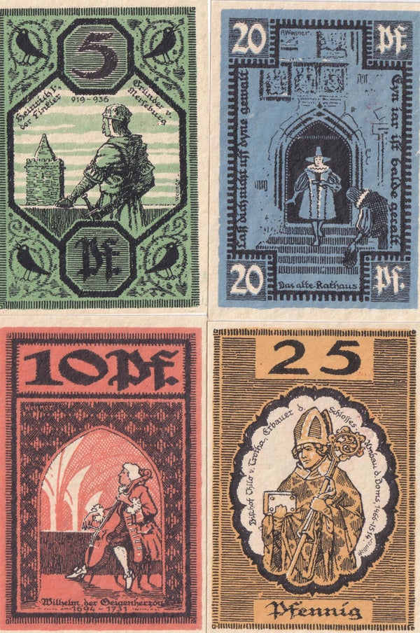 1921 – German City of Merseburg Notgeld Pfennig Set