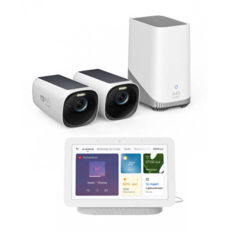 eufyCam 3 Kit - 2x Camera met HomeBase 3 + Gratis Google Nest Hub