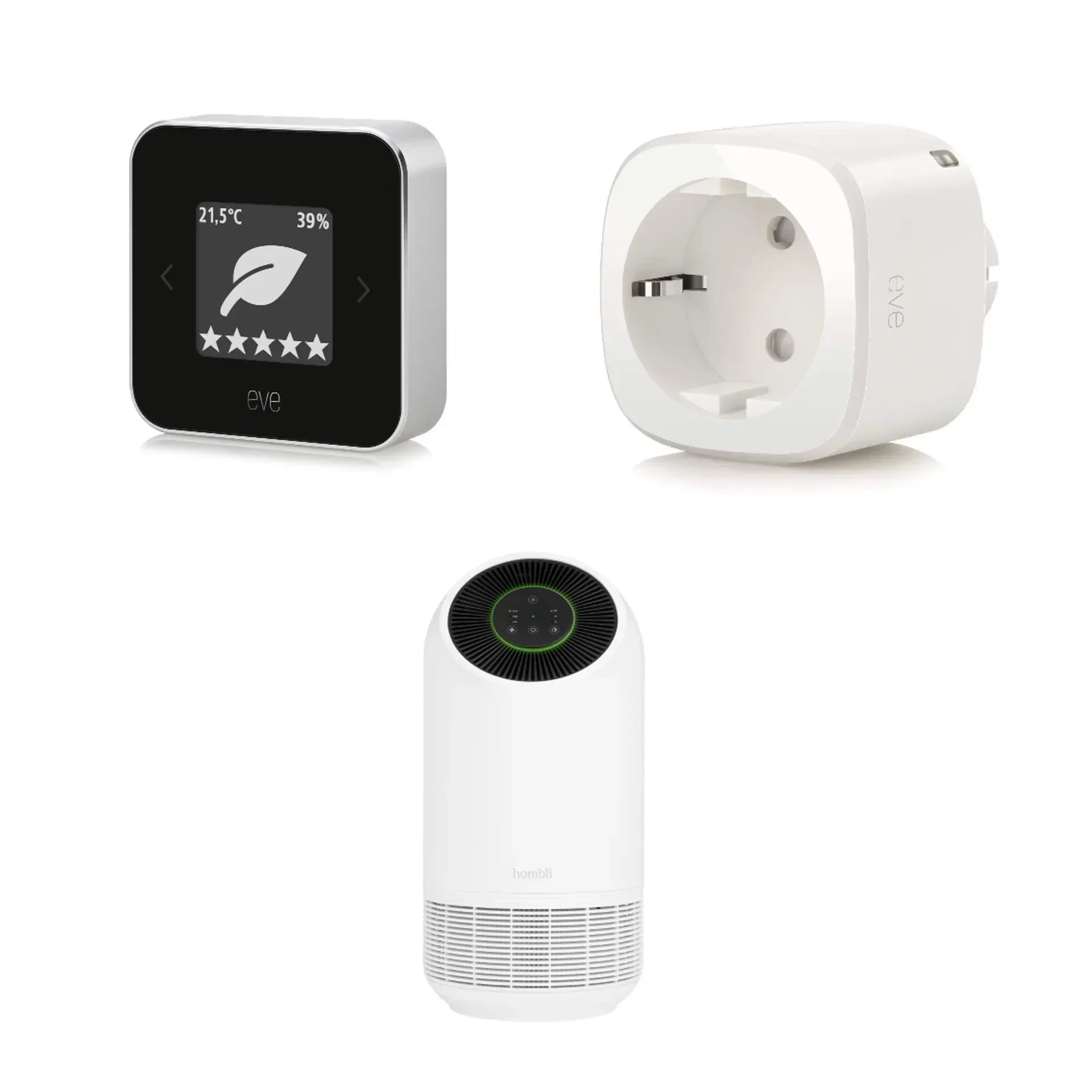 Eve Room + Eve Energy Matter + Hombli Smart Air Purifier