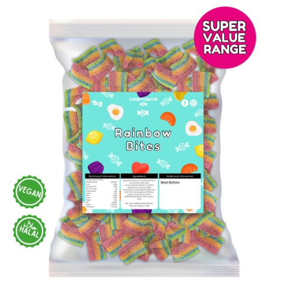 1kg Candycrave Super Value Fizzy Rainbow Belts