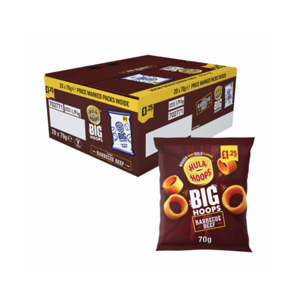 Hula Hoops Big Hoops BBQ Beef Crisps £1.35 PMP 20X70g