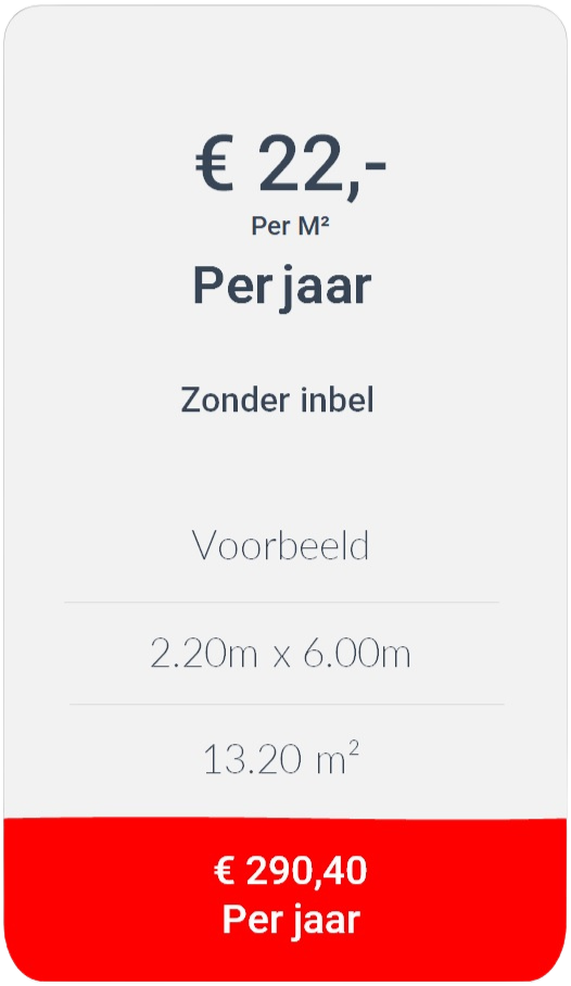 Prijs € 22,- Per M² per jaar