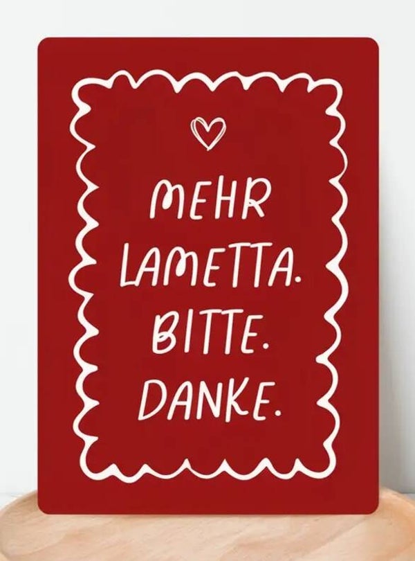 Weihnachtskarte „Mehr Lametta. Bitte. Danke.“ – Design von Lilly Braun