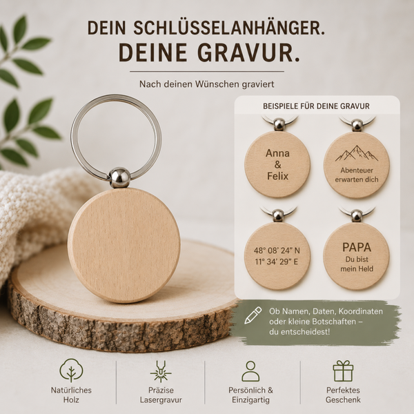 Personalisierter Schlüsselanhänger mit Text
