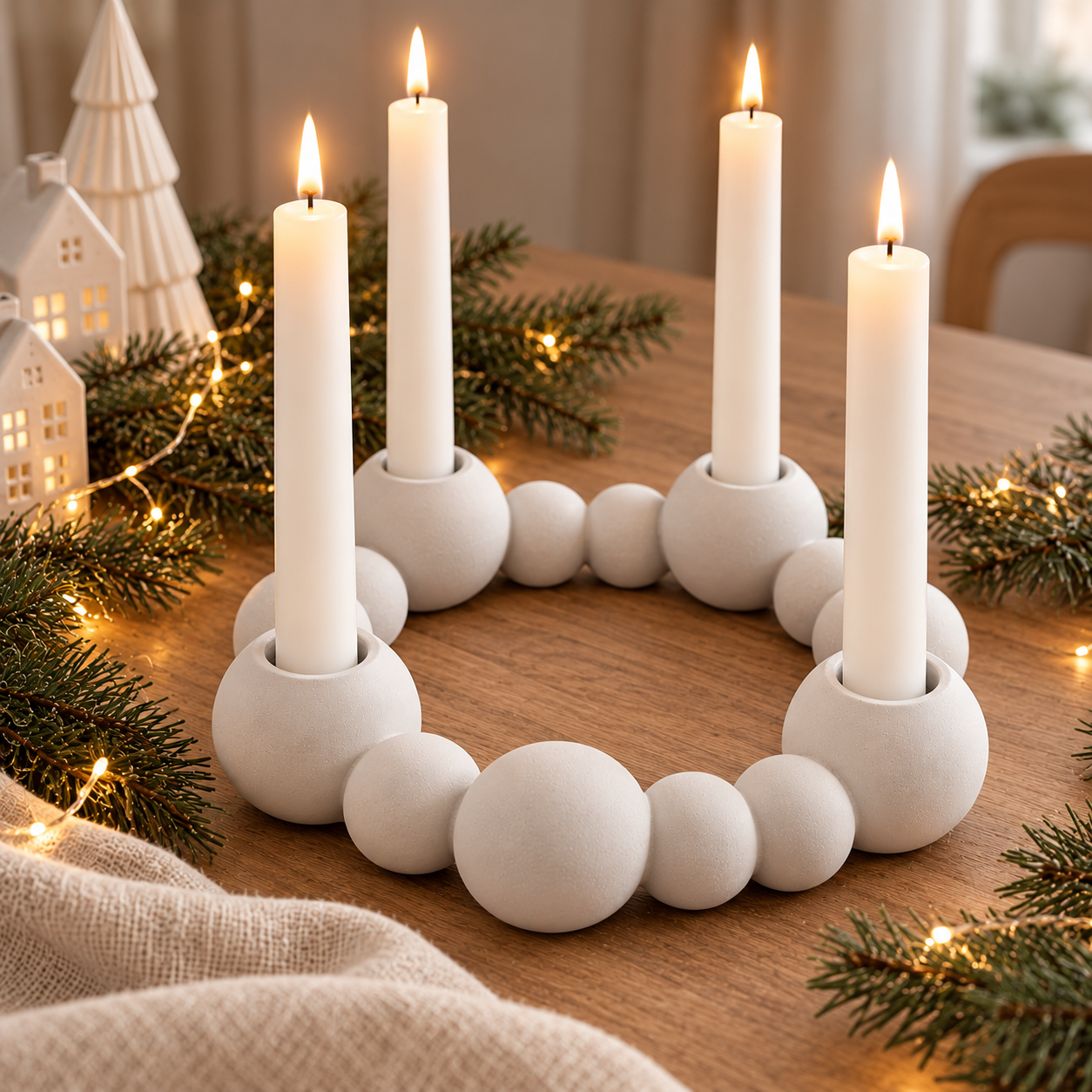 Moderner Adventskranz mit Kugeldesign