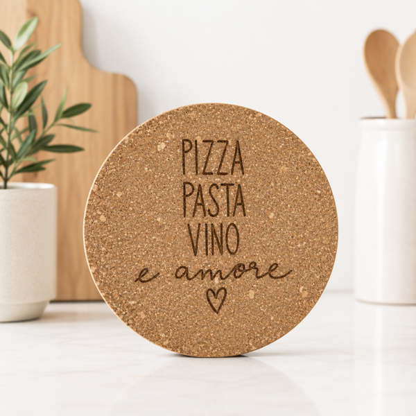 Korkuntersetzter "Pizza Pasta Vino"