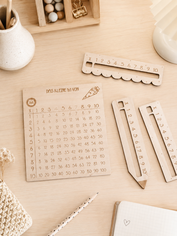 Kleines 1x1 als Holztafel mit Lesehilfe