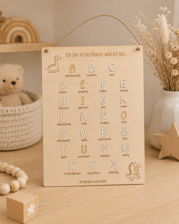 ABC-Affirmationstafel Einschulung "Kleiner Dino"
