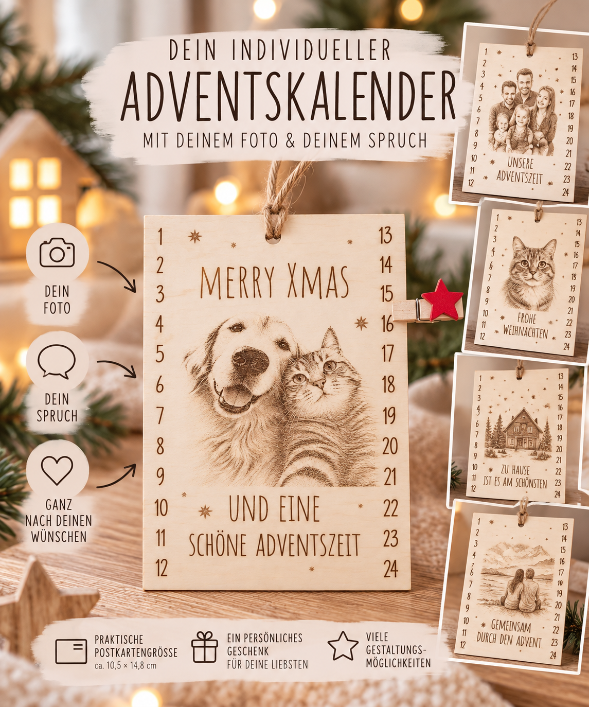 Personalisierter Adventskalender in Postkartengröße