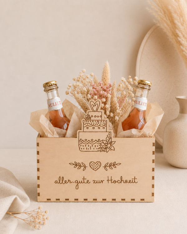 Holzbox "alles gute zur hochzeit"