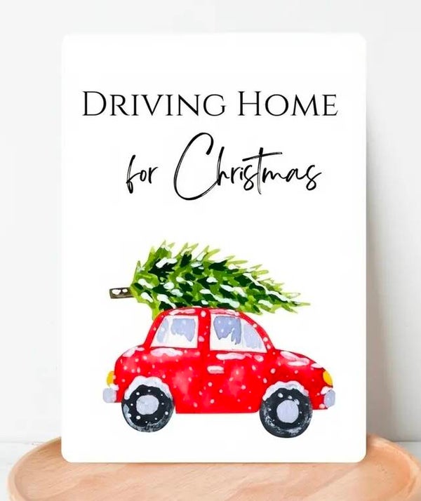 Weihnachtskarte „Driving Home for Christmas“ – Design von Lilly Braun