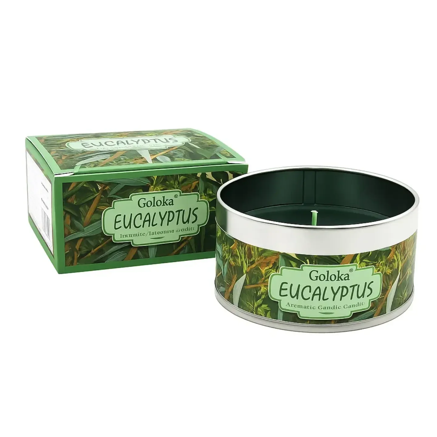 Bougie en étain Goloka à l'eucalyptus et à la cire de soja