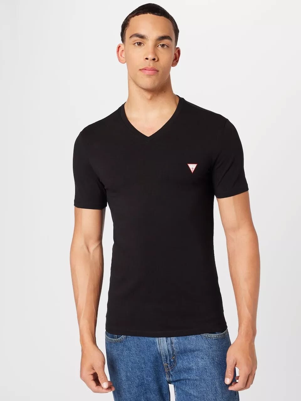 TShirt MC col V coton stretch - Guess jeans.