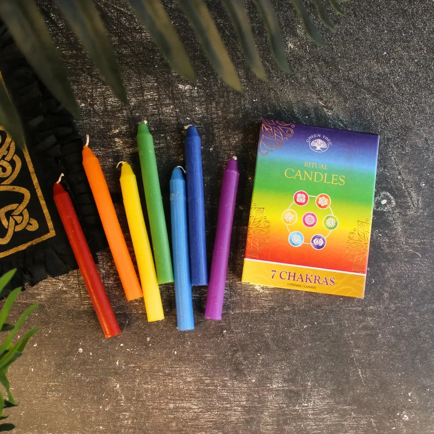 Lot de 7 bougies Green Tree Ritual 7 chakras