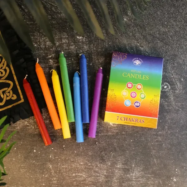 Lot de 7 bougies Green Tree Ritual 7 chakras