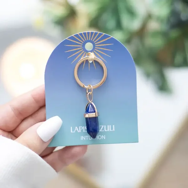 Porte-clés en cristal de lapis-lazuli