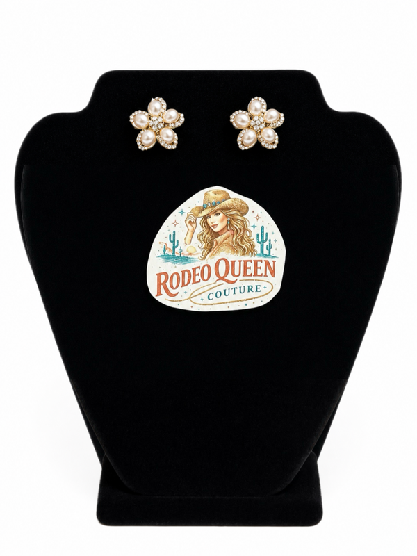Gold and pearl flower earrings