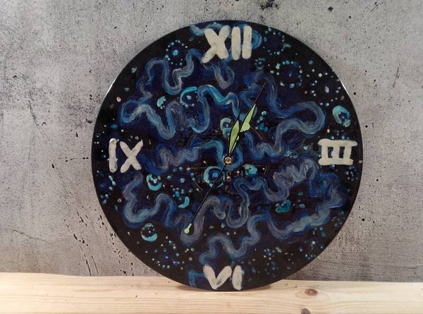 Blauer Rauch - Vinyl Deko mit Uhrwerk