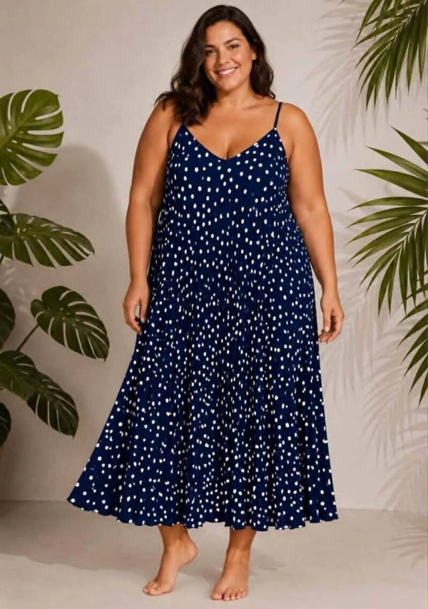 Robe à pois bleu marine