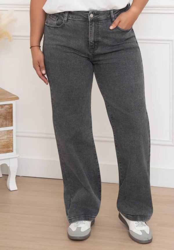 Jeans wide leg gris