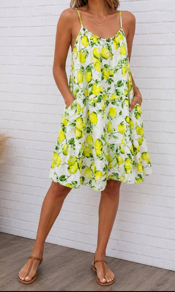 Robe en gaz de coton citron
