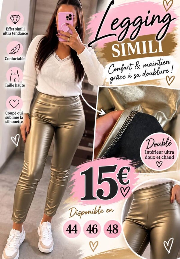 Legging simili doré