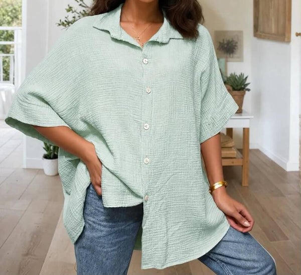 Chemise coton vert d'eau