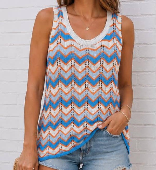 Débardeur en crochet bleu