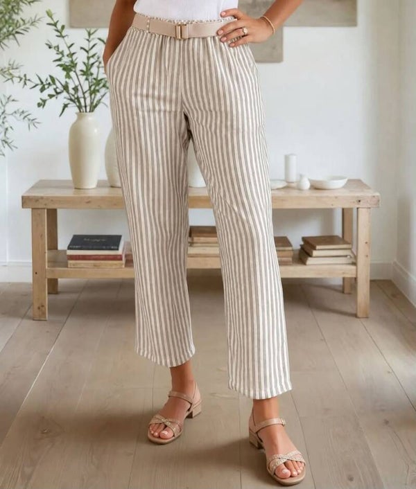 Pantalon rayures TAUPE