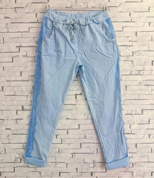 Pantalon magique bleu dentelle