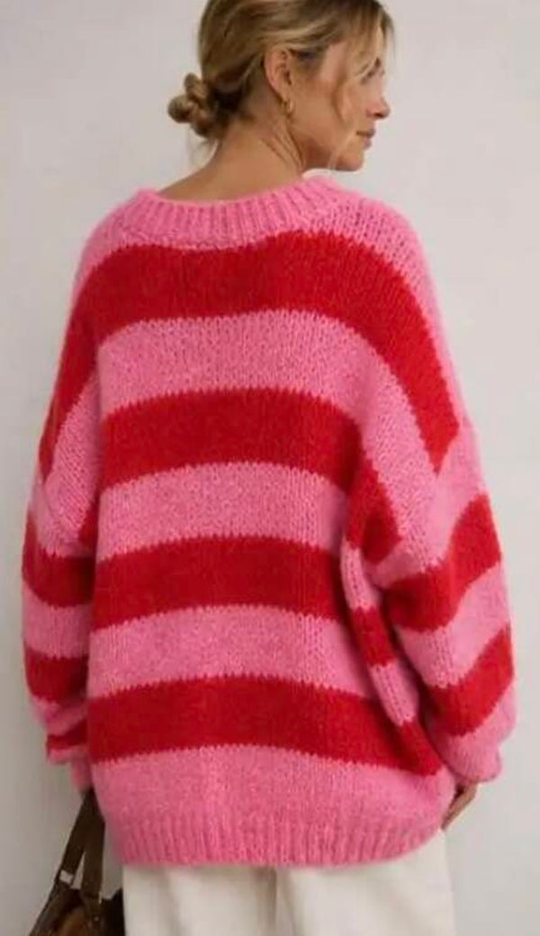 Pull coccon Rouge-rose