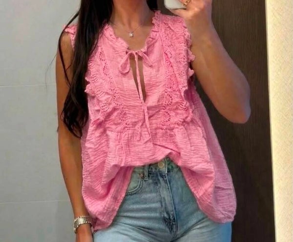 Top dentelle MAELLE rose