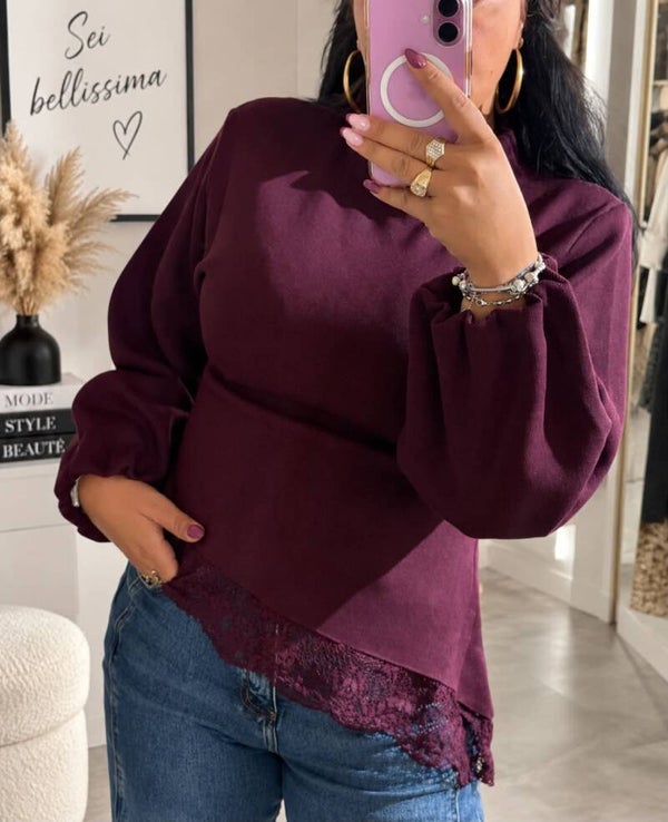 Pull Tiffany bordeaux
