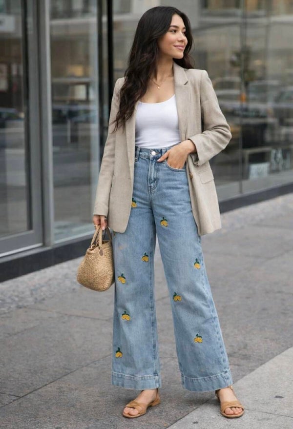 Jeans WIDELEG citron