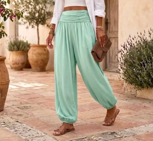 Pantalon aladdin vert d'eau