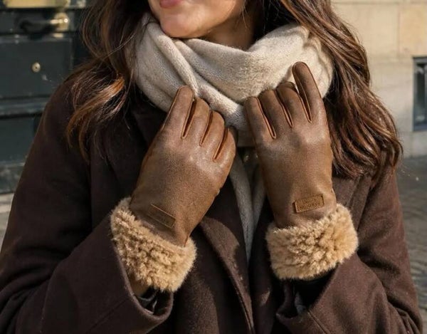 Gants effet cuir Camel