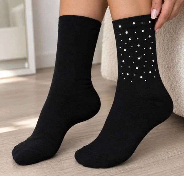 Chaussette NOIRE à strass