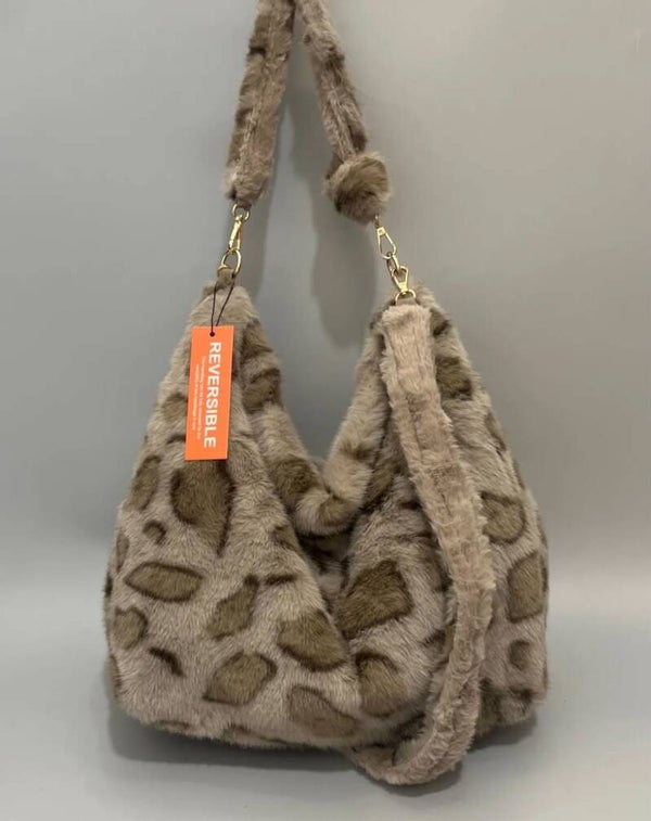 Sac réversible fausse fourrure