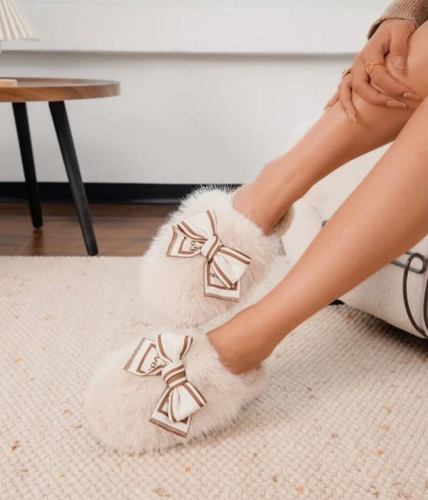 Chaussons nœuds beige