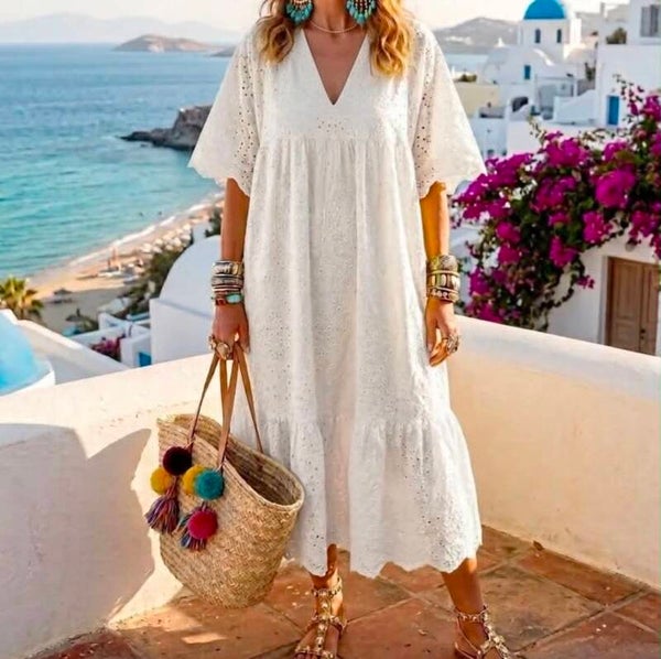Robe brodée blanche