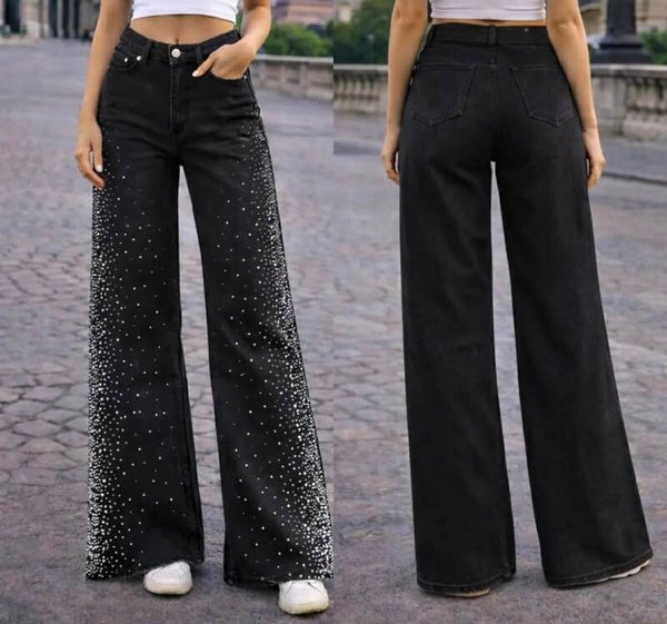 Jeans strass noir