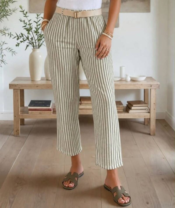 Pantalon rayures KAKI