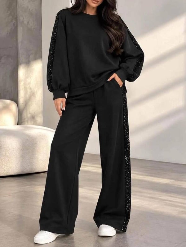 Ensemble noir avec détails brillants