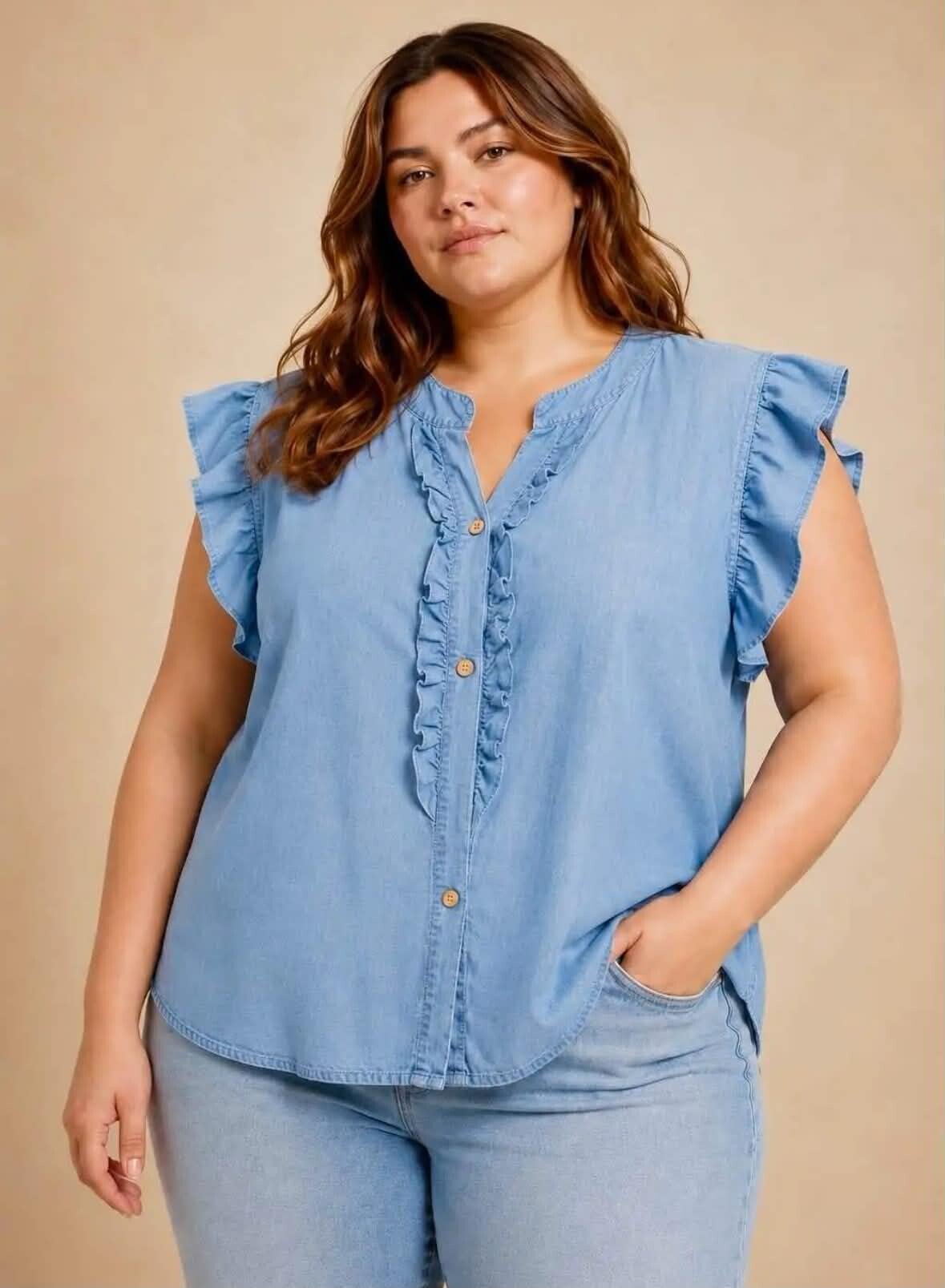 Chemise sans manches Denim clair