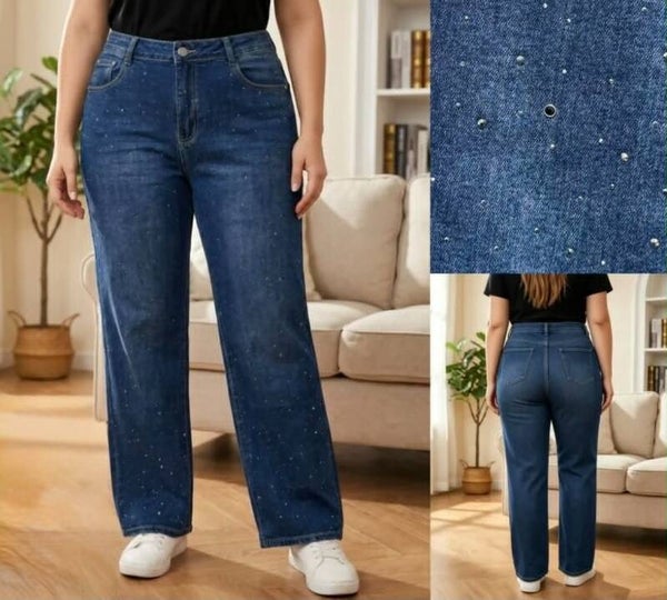Jeans wide leg strass
