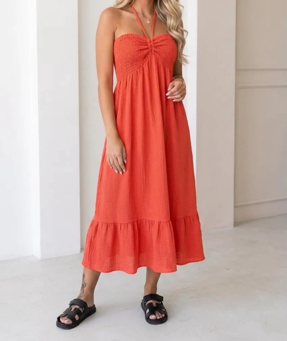 Robe bustier orange
