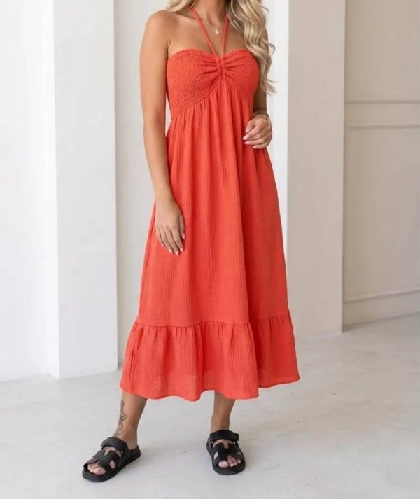 Robe bustier orange