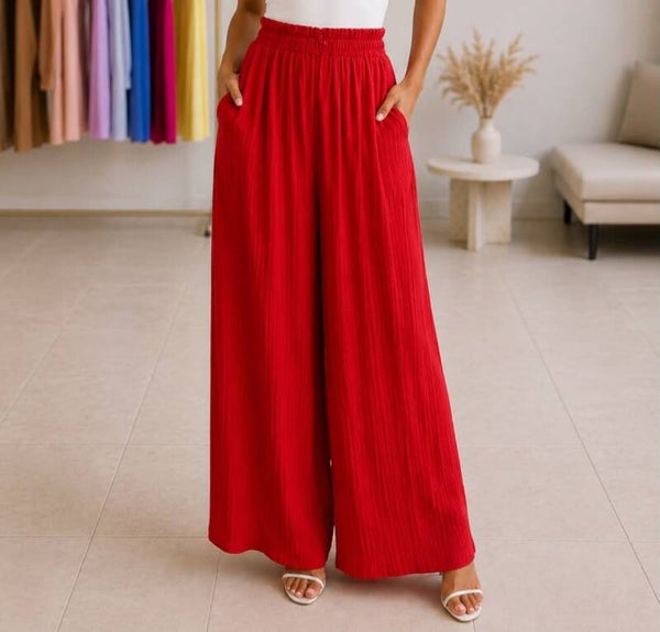 Pantalon plissé ROUGE
