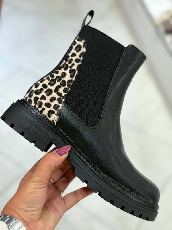 Bottines noir léopard